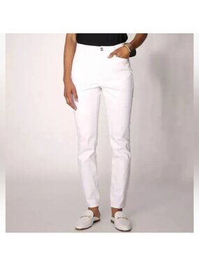 NEW MarlaWynne WynneDenim Ivory Stretch Bootcut  Jeans - 6